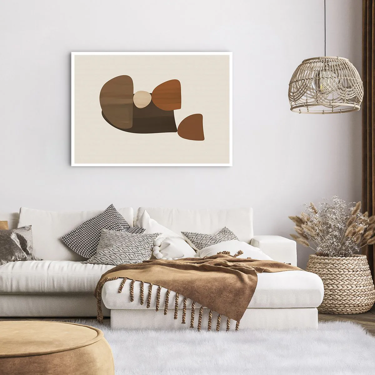 Poster - Abstrakte Komposition in Braun- und Beigetönen - 100x70cm - Komposition in Bronze - Moderne Wanddekoration für Wohnzimmer und Schlafzimmer ARTTOR