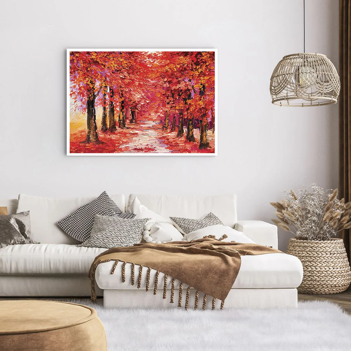 Plakat - Malownicza alejka w jesiennych barwach w stylu impresjonistycznym - 100x70cm - Jesienna impresja - Nowoczesna dekoracja ścienna do salonu i sypialni ARTTOR