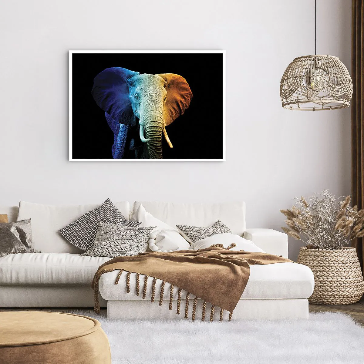 Póster - Retrato de elefante en colores del arco iris - 100x70cm - Excéntrico, no un bicho raro - Decoración de pared moderna para salón y dormitorio ARTTOR