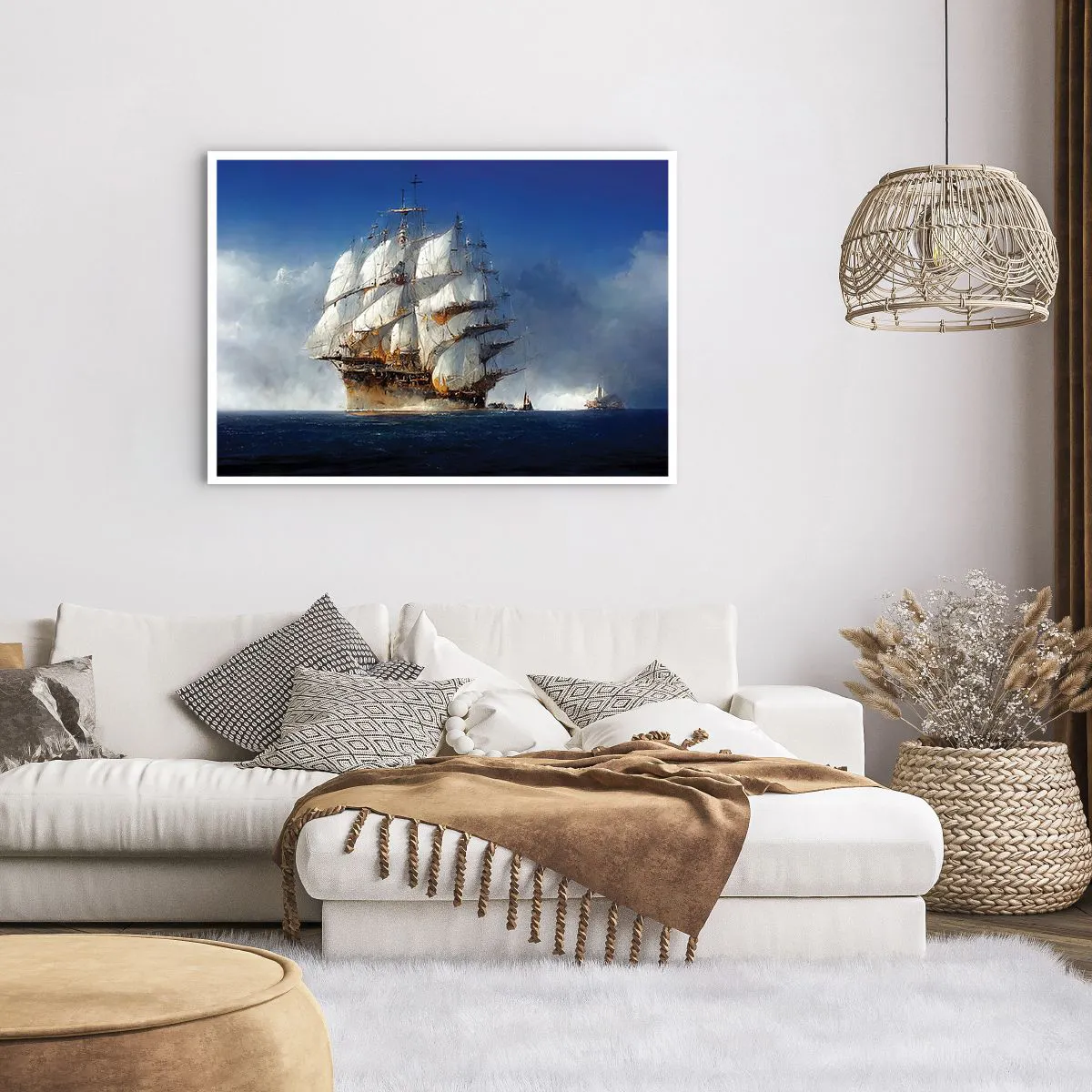 Póster - Un velero en mar abierto bajo un cielo azul. - 100x70cm - La gran gloria - Decoración de pared moderna para salón y dormitorio ARTTOR
