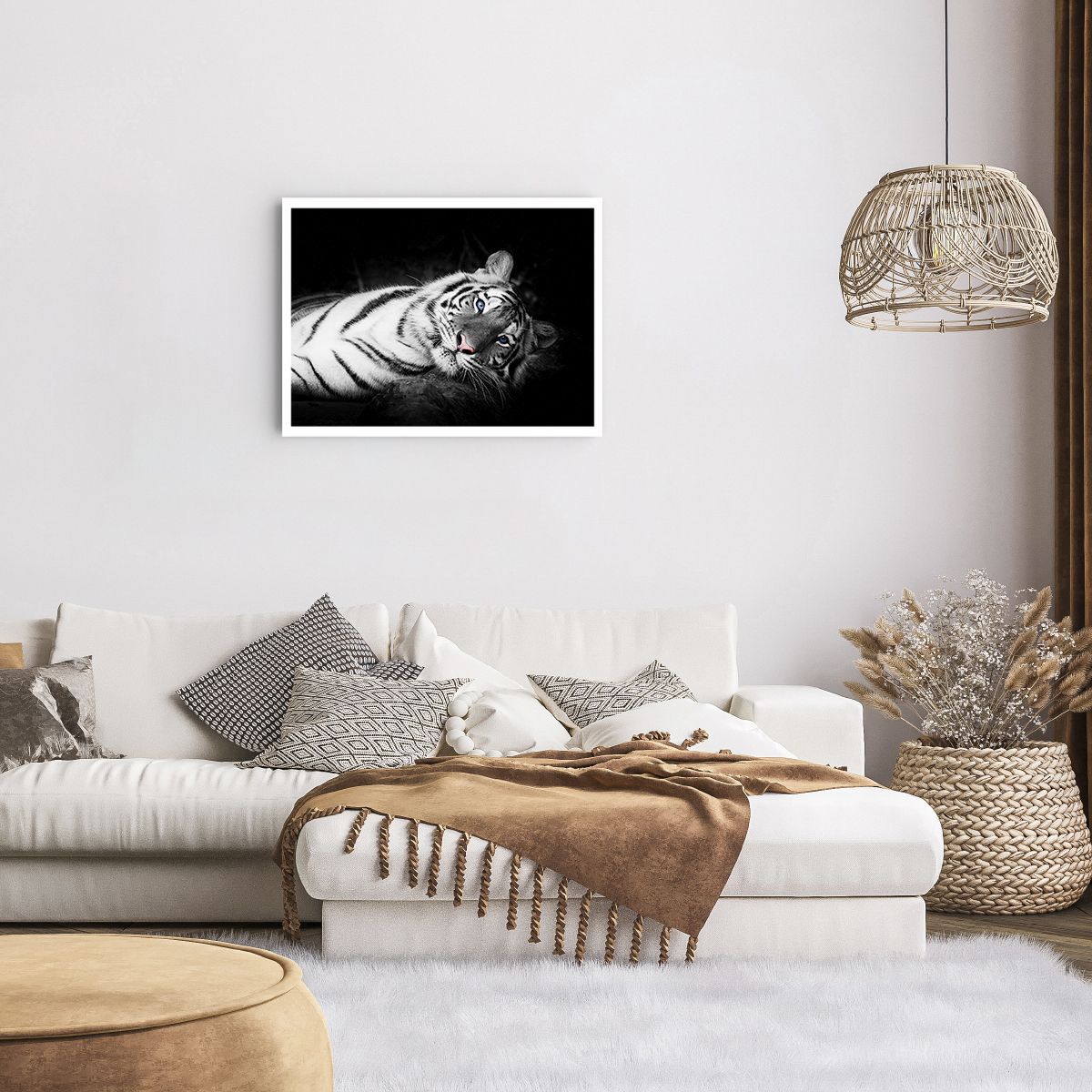 Unframed Poster White Tiger, Unframed Poster Tiger, Unframed Poster Animals, Unframed Poster Nature, Unframed Poster Black And White