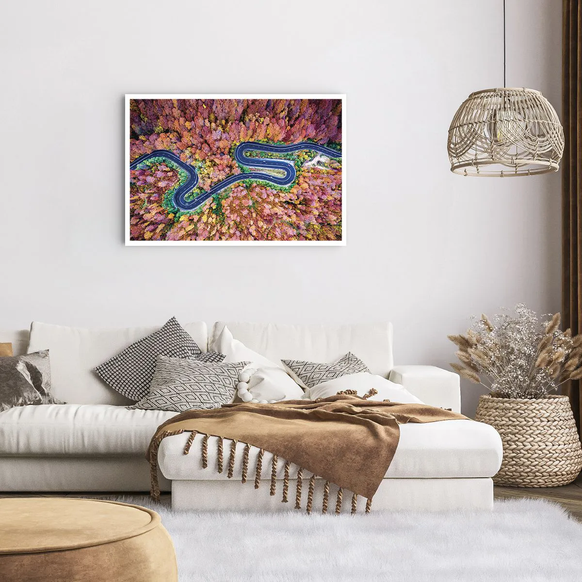 Affiche - Poster - Route sinueuse à travers la forêt - 91x61 cm