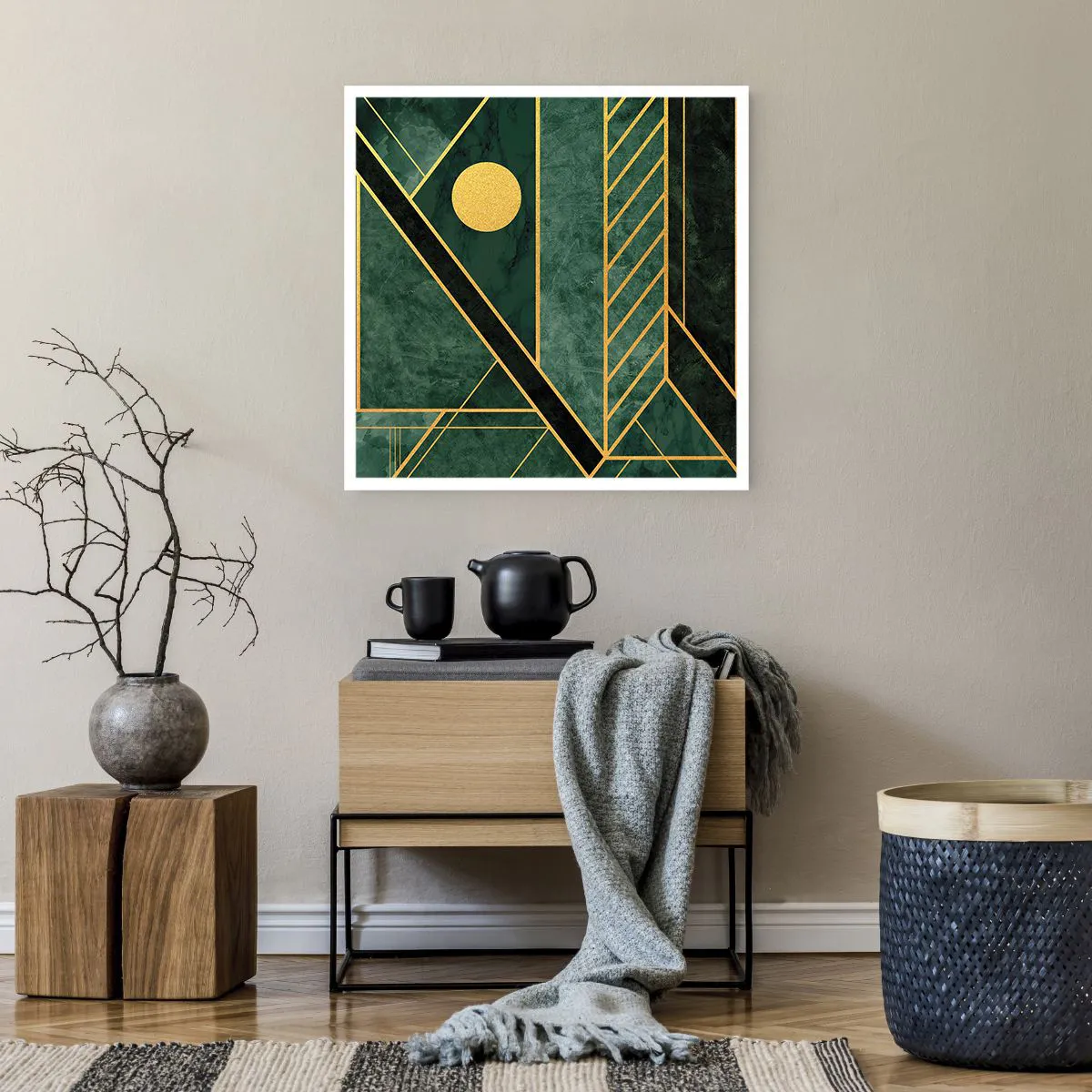 Plakat - Dynamika złota i lazuru - 60x60 cm