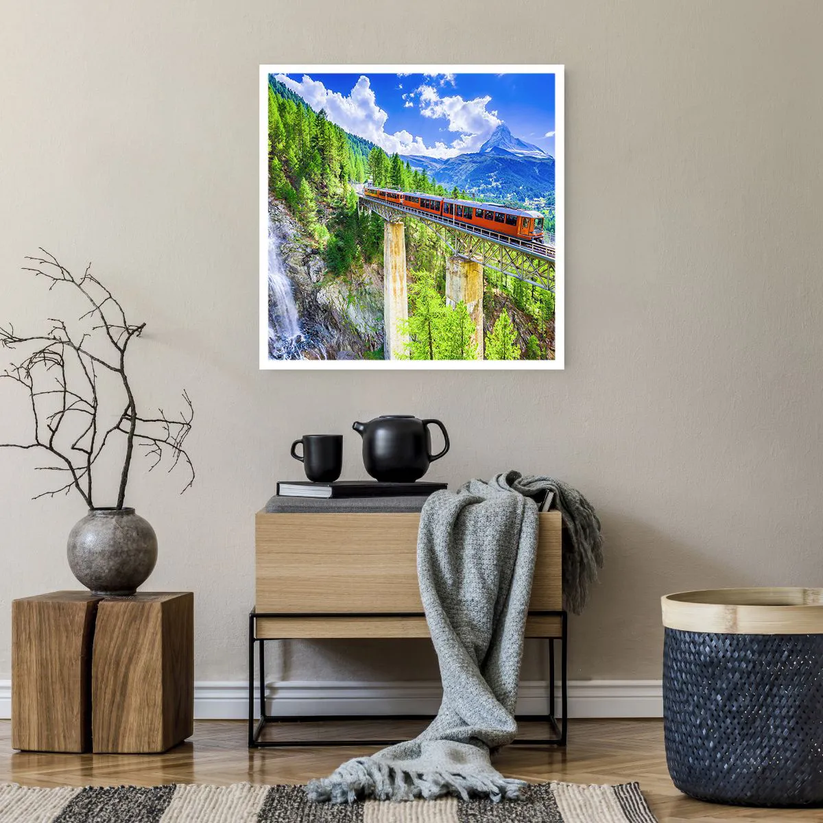 Poster - Train Through the Alps - 60x60 cm