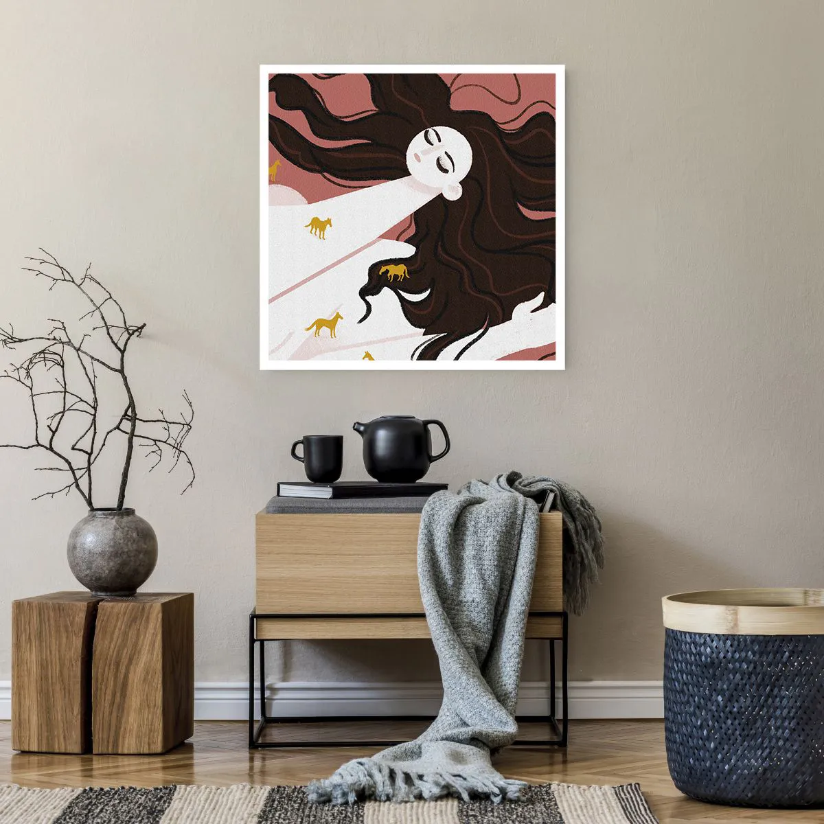 Affisch - Dröm om en gyllene häst - 60x60 cm