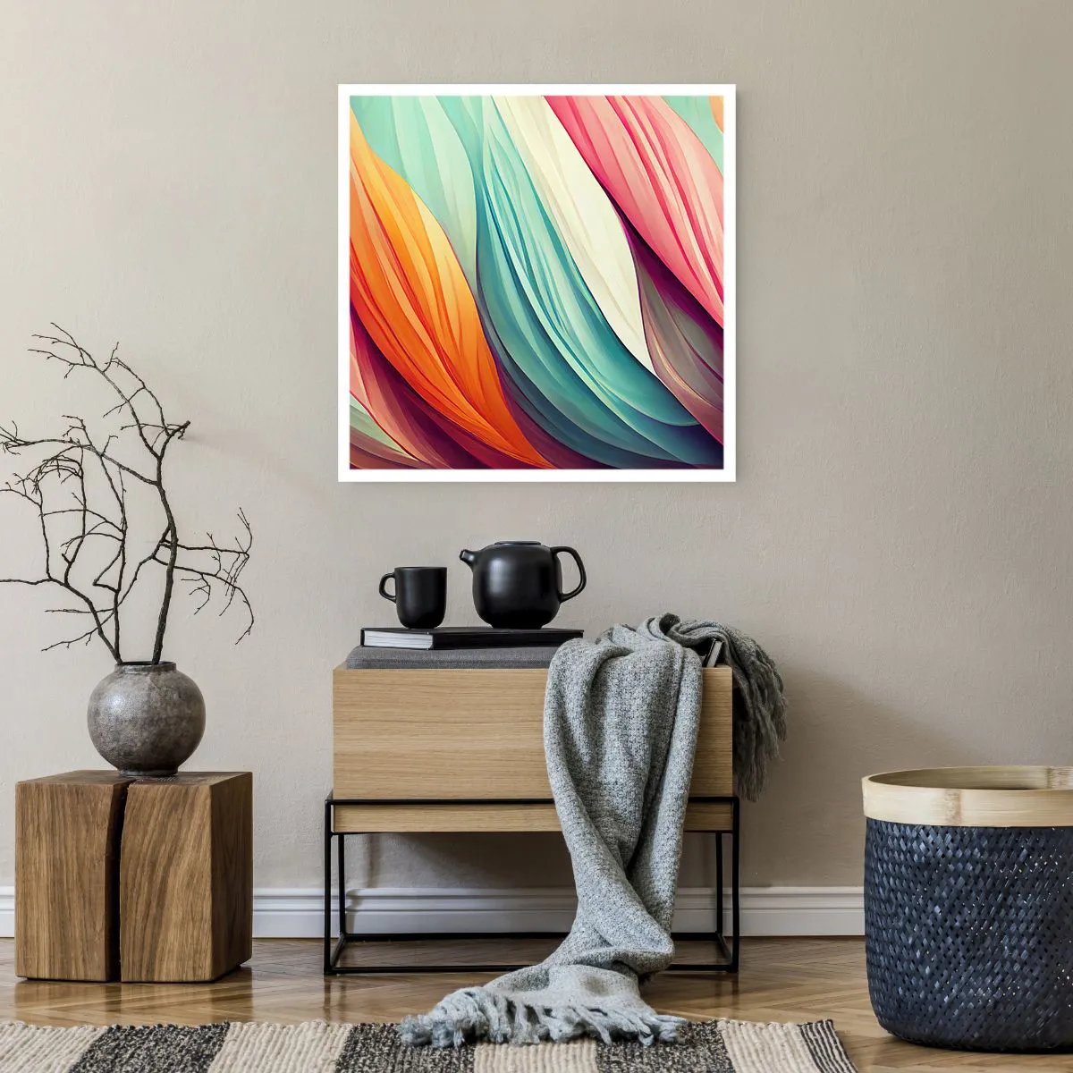 Plakat - Tęczowy splot - 60x60 cm