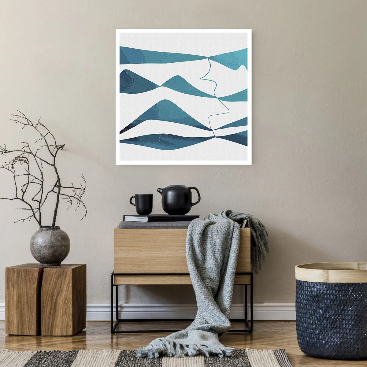 Affiche - Poster - Abstraction : composé turquoise - 60x60 cm