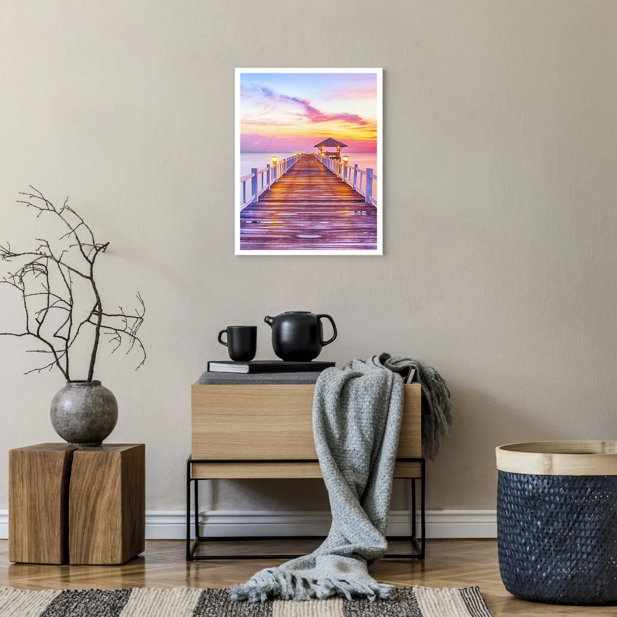 Plakat - Liliowo-złota cisza wieczoru - 40x50 cm