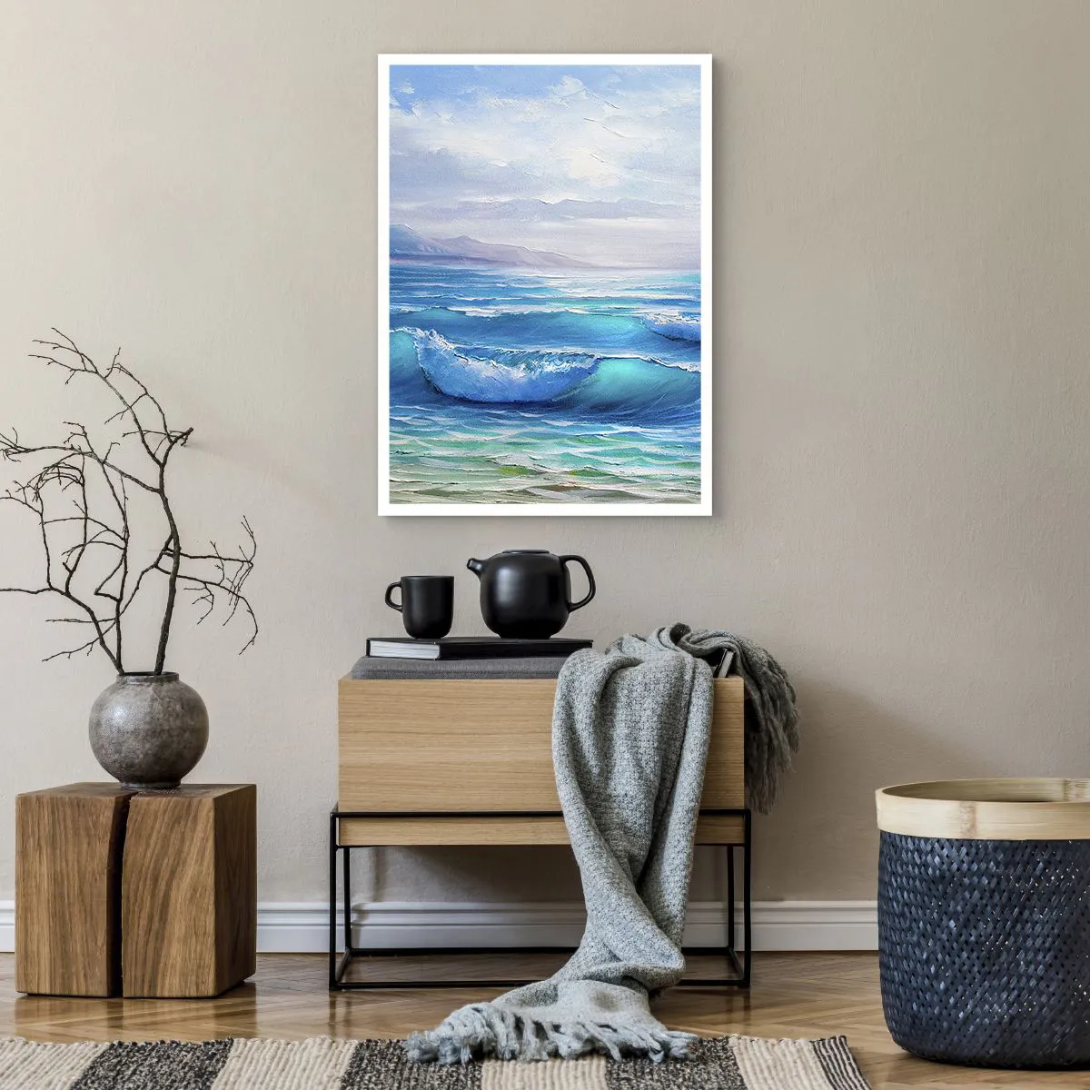 Affiche - Poster - Vagues de la mer contre le ciel bleu - 50x70cm - Il apporte un soulagement - Décoration murale moderne pour le salon et la chambre ARTTOR