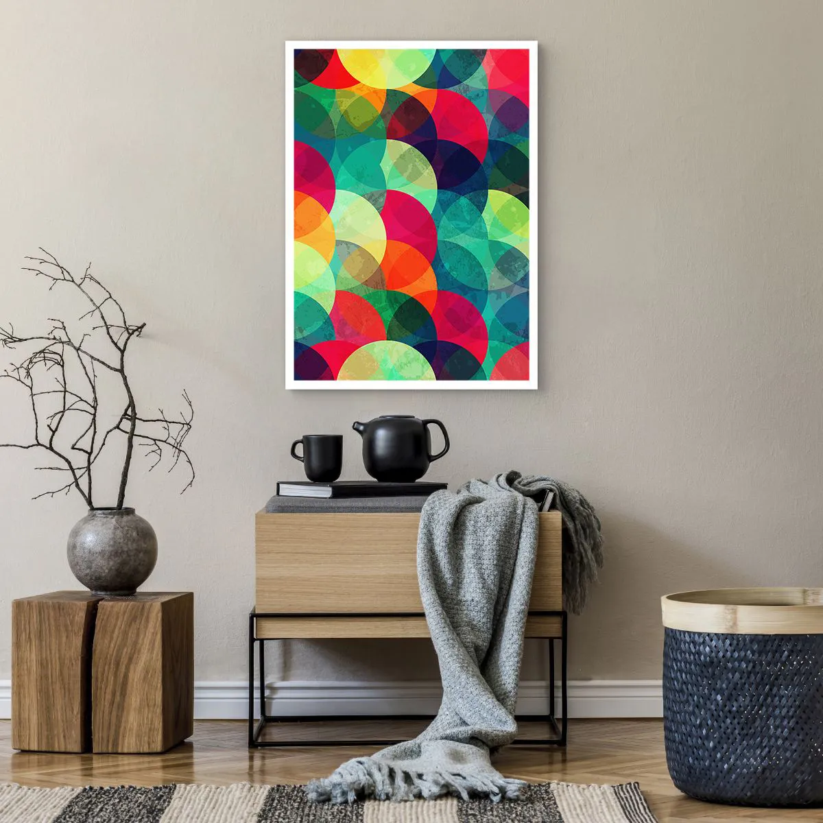 Póster - Círculos abstractos y coloridos superpuestos entre sí. - 50x70cm - Ascensión circular - Decoración de pared moderna para salón y dormitorio ARTTOR