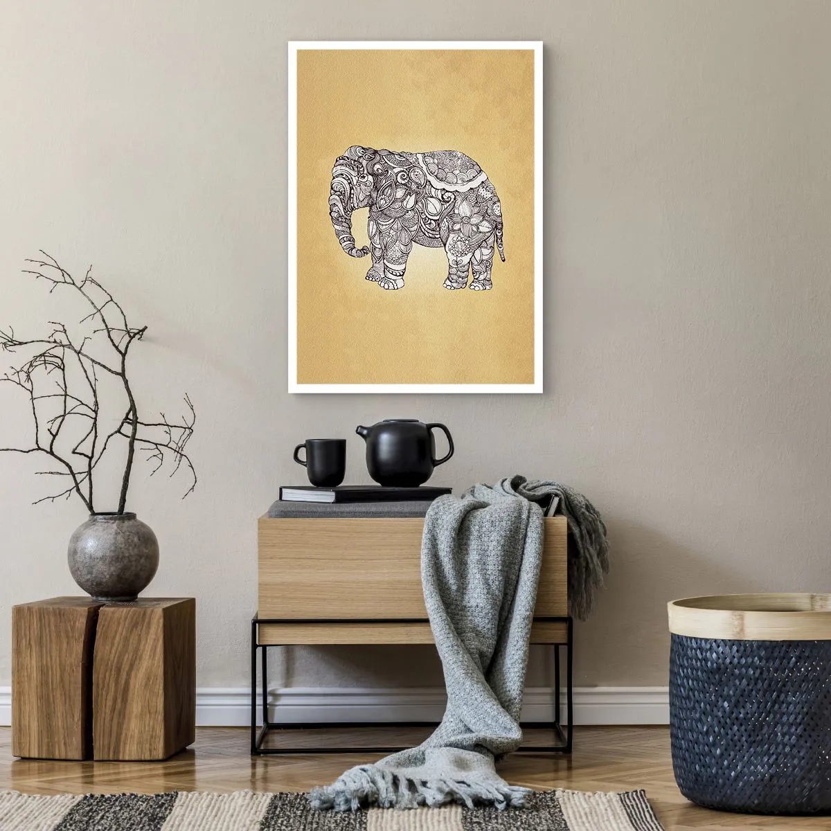 Poster - De olifant heeft zichzelf bedekt - 50x70 cm