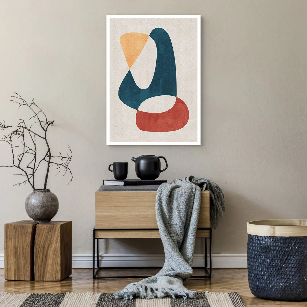 Poster - Eine abstrakte Komposition aus geometrischen Formen in warmen Farben. - 50x70cm - Einflüsse und Metamorphosen - Moderne Wanddekoration für Wohnzimmer und Schlafzimmer ARTTOR