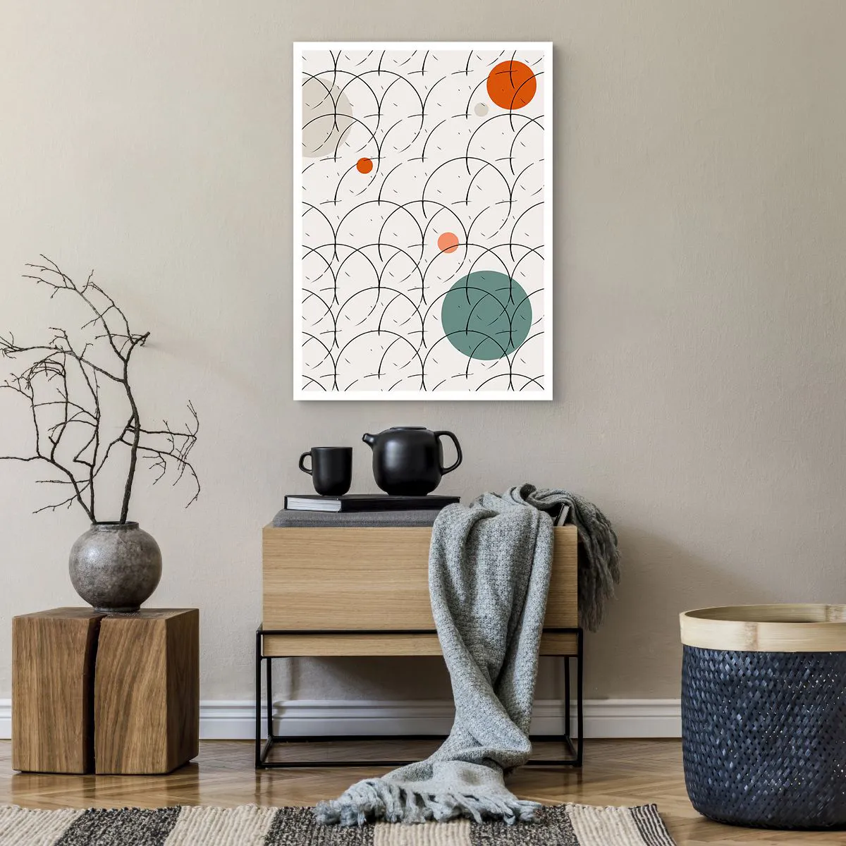 Póster - Abstracción geométrica moderna con acentos coloridos. - 50x70cm - Con espíritu pop-art - Decoración de pared moderna para salón y dormitorio ARTTOR