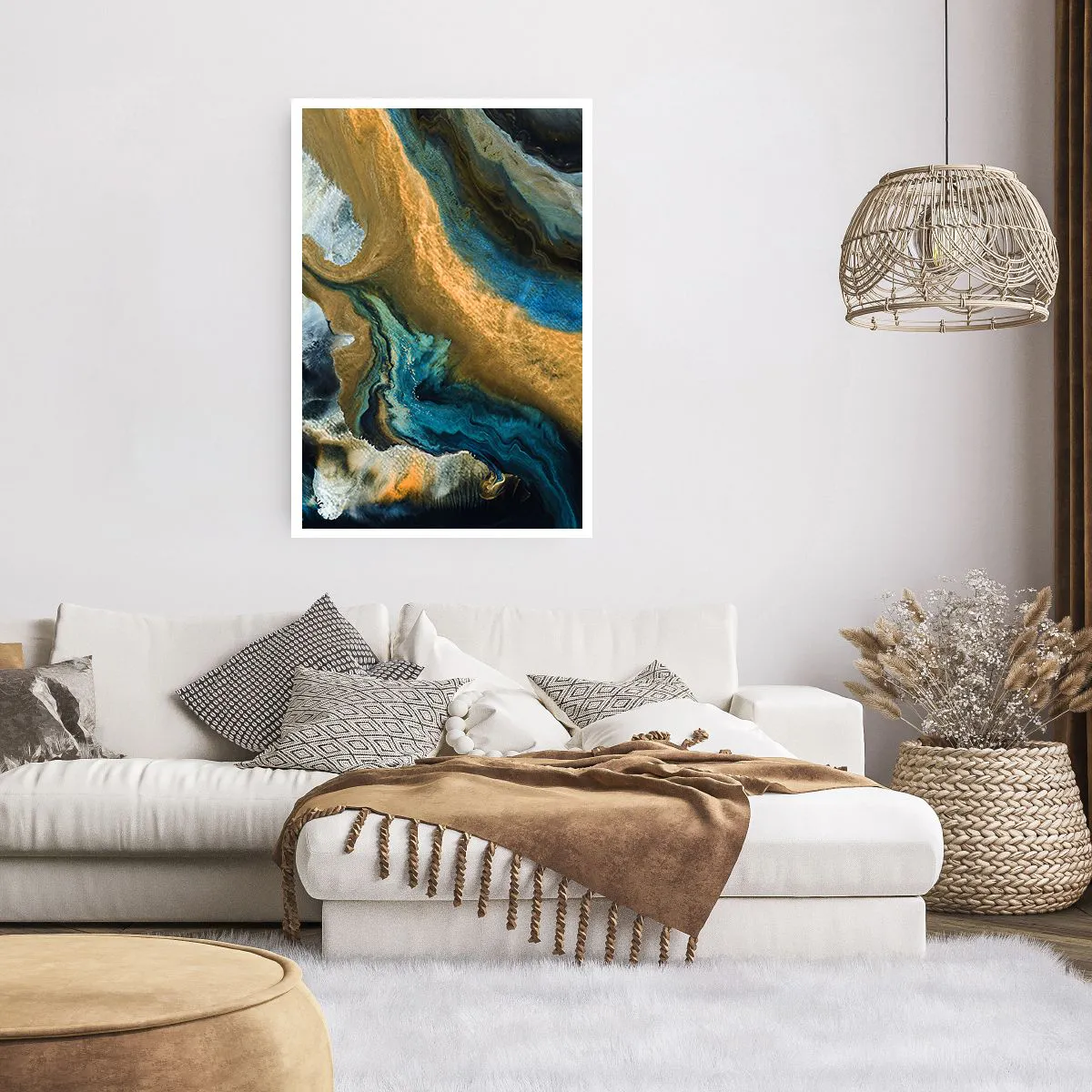 Poster - Albastru - galben - influență reciprocă - 61x91 cm