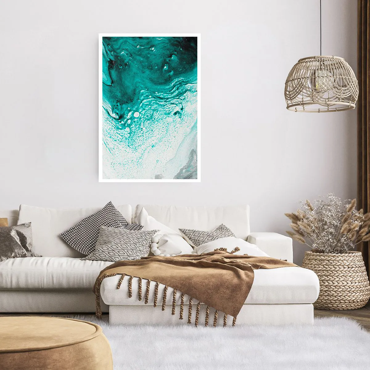 Poster - Dissolving in White and Turquoise - 61x91 cm