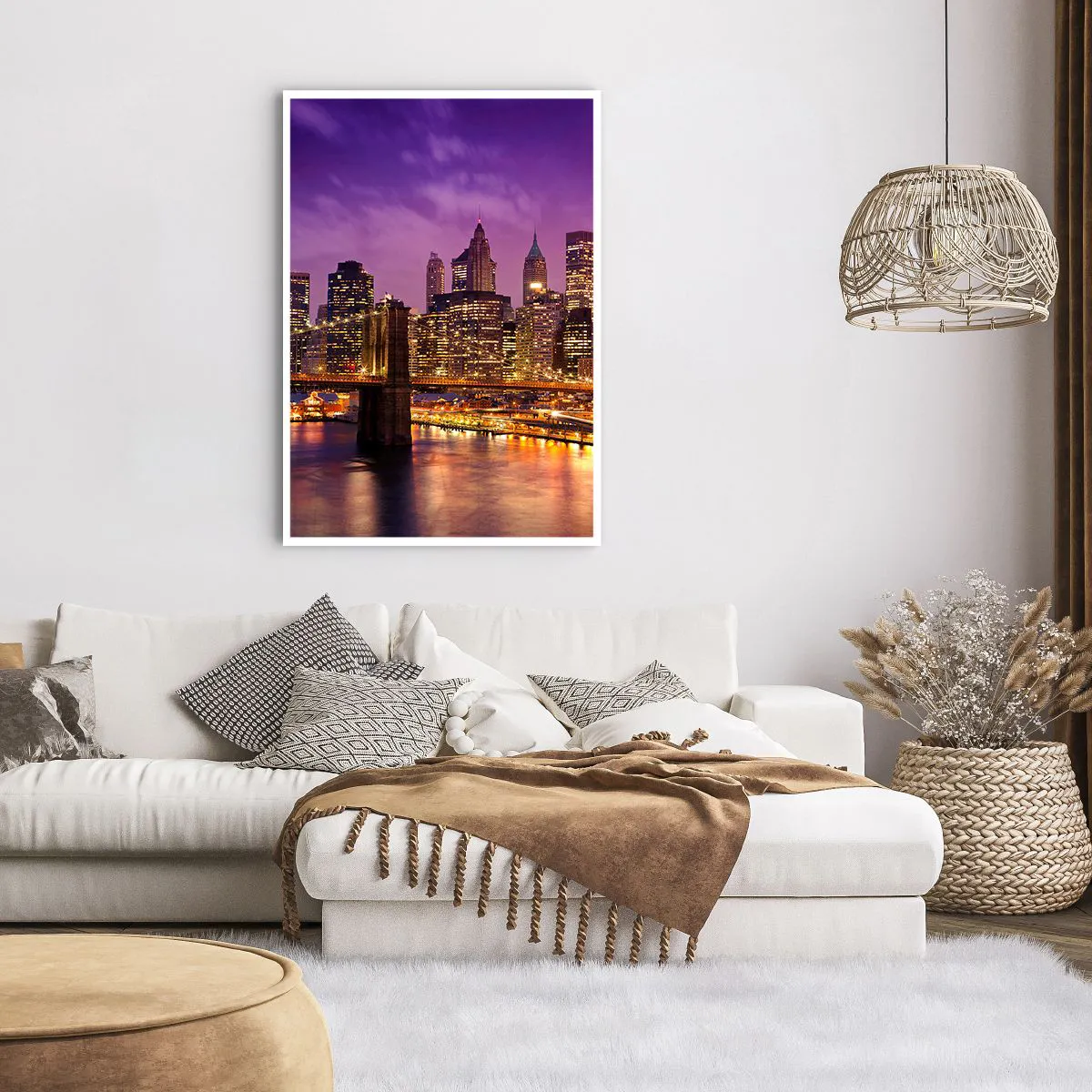 Poster - Violett-goldenes Manhathann - 70x100 cm