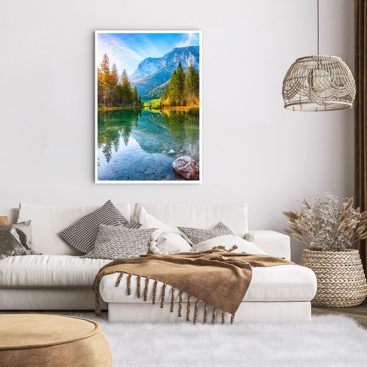 Poster in cornice rovere chiaro Arttor 40x30 cm - La mitezza dell'autunno -  Paesaggio, Montagne, Alpi, Foresta, Lago, Per il Salotto, Per la Camera da