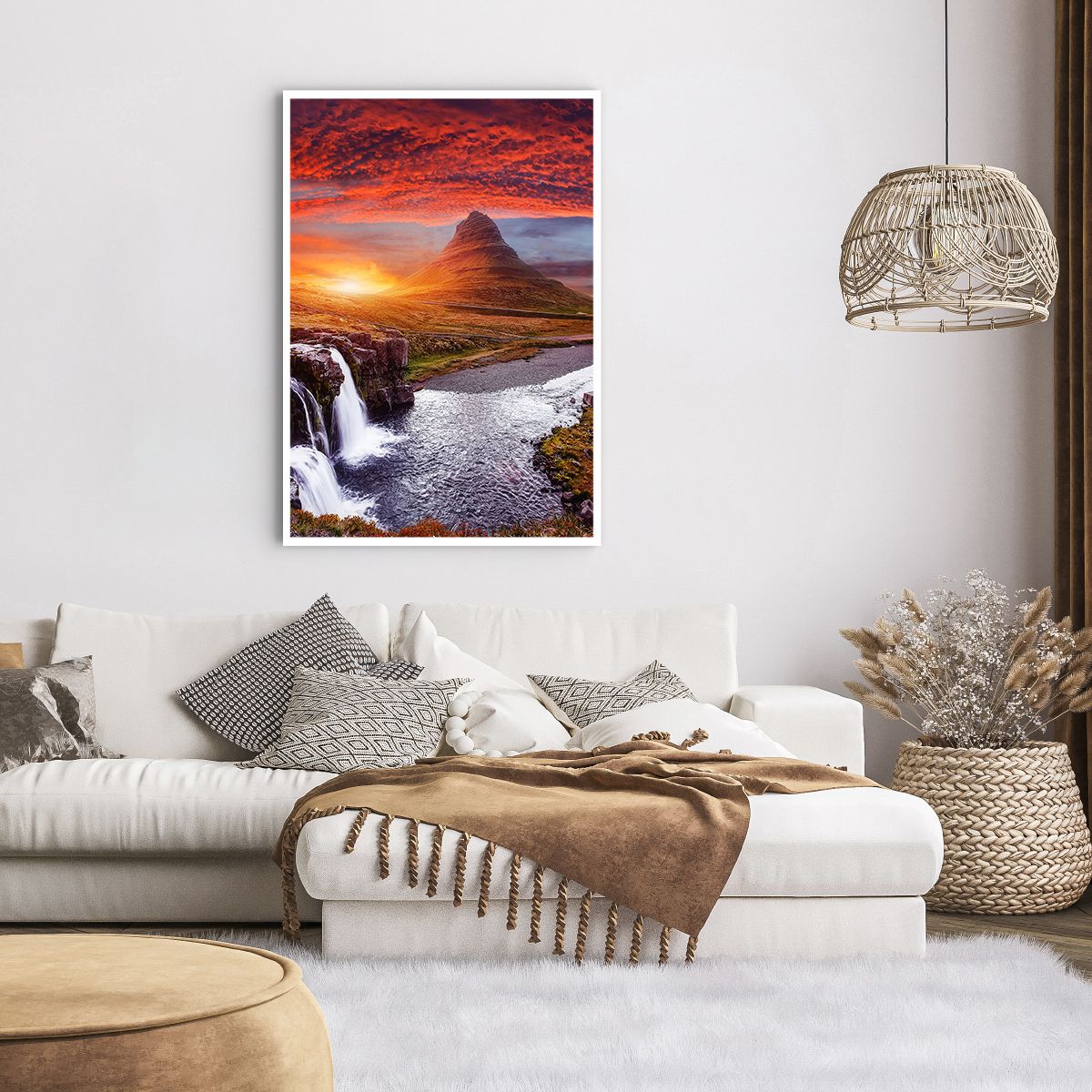 Poster Arttor 70x100 cm - Paesaggio della Terra di Mezzo - Paesaggio,  Cascata, Islanda, Monte Kirkjufell, Natura, Per il Salotto, Per la Camera  da