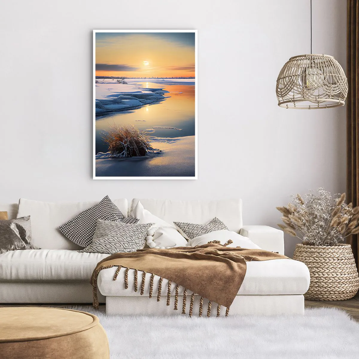 Poster - Apus de soare pe timp de iarnă - 70x100 cm