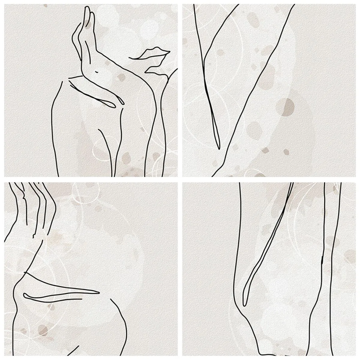 Poster in black frame - Contour drawing of a hand with an abstract background in shades of beige - 50x70cm - Dreamful Moment - Modern wall decoration for the living room and bedroom ARTTOR