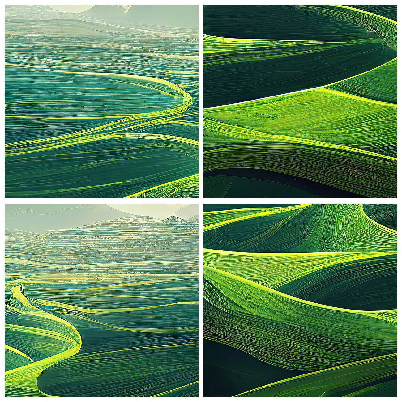 Pôster com moldura preta - Campos verdejantes com vista para as montanhas - 50x70cm - Nos vales verdes - Decoração de parede moderna para a sala de estar e quarto ARTTOR