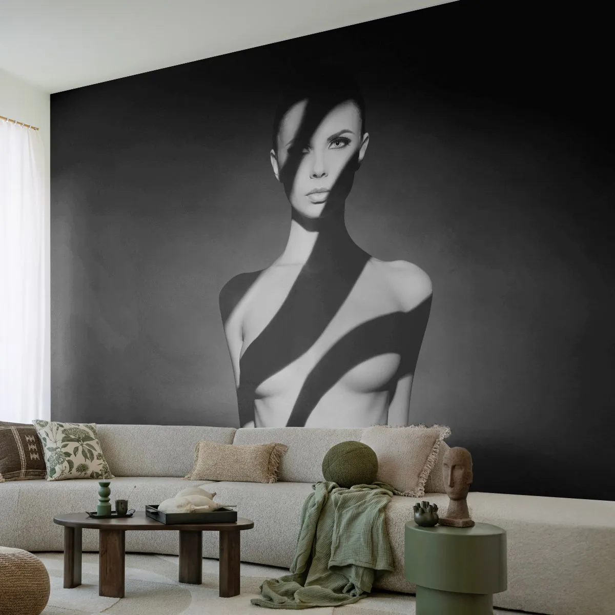 Fotomurali Autoadesivo Deluxe Sticker - Luci e ombre - Donna, Corpo, Pezzo - 450x315 cm