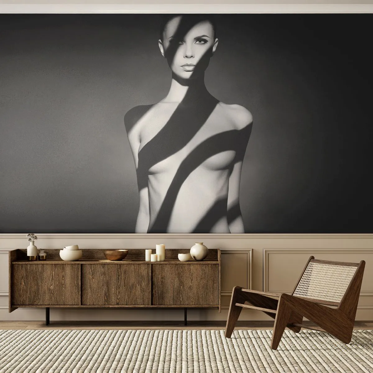 Fotomurali Autoadesivo Deluxe Sticker - Luci e ombre - Donna, Corpo, Pezzo - 450x315 cm
