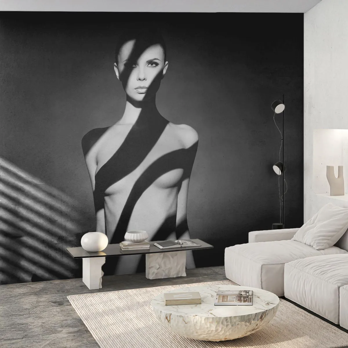 Fotomurali Autoadesivo Deluxe Sticker - Luci e ombre - Donna, Corpo, Pezzo - 450x315 cm