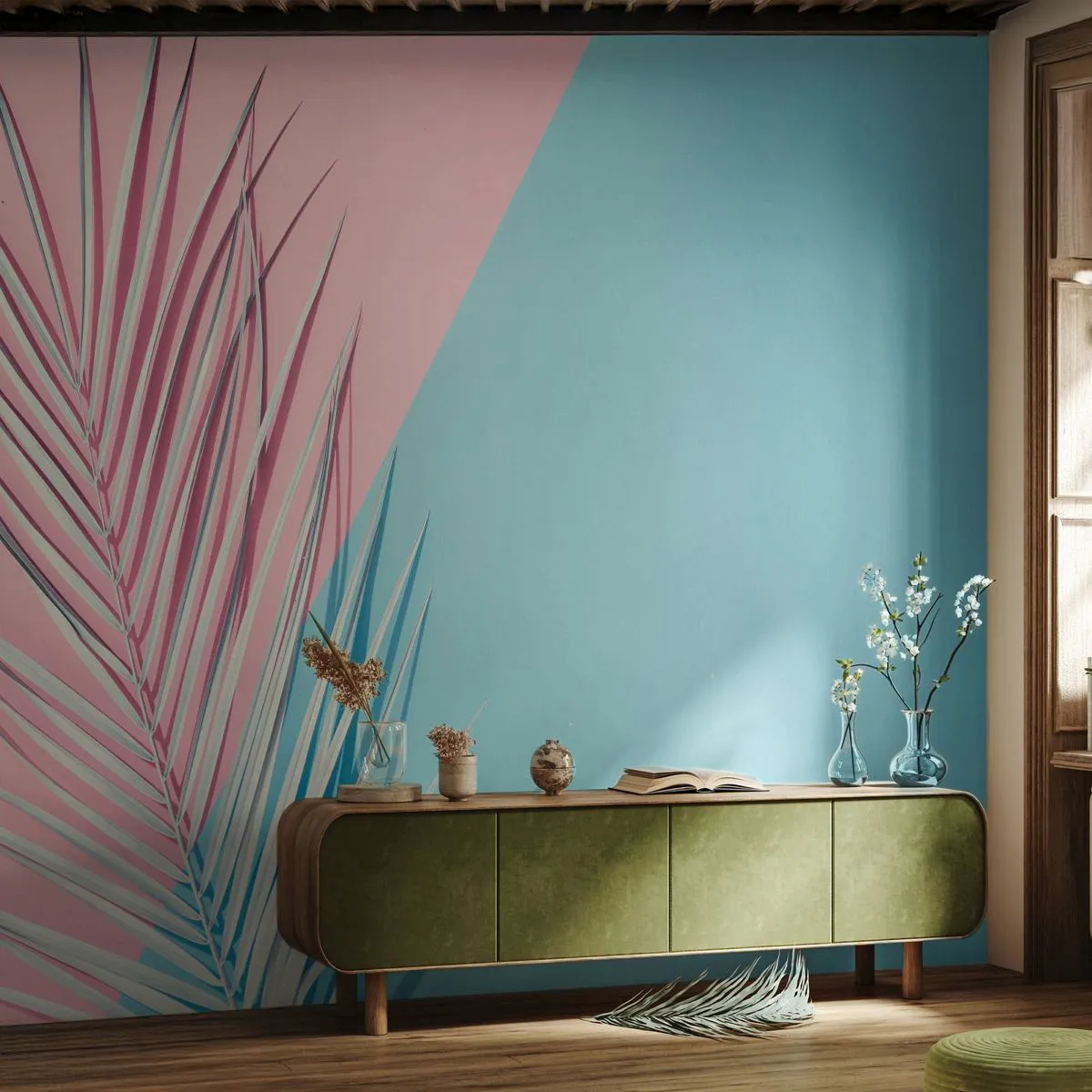 Photo Wallpaper Standard Eco - Tropical impression - Palm Leaf, Abstraction, Graphics - 200x140 cm