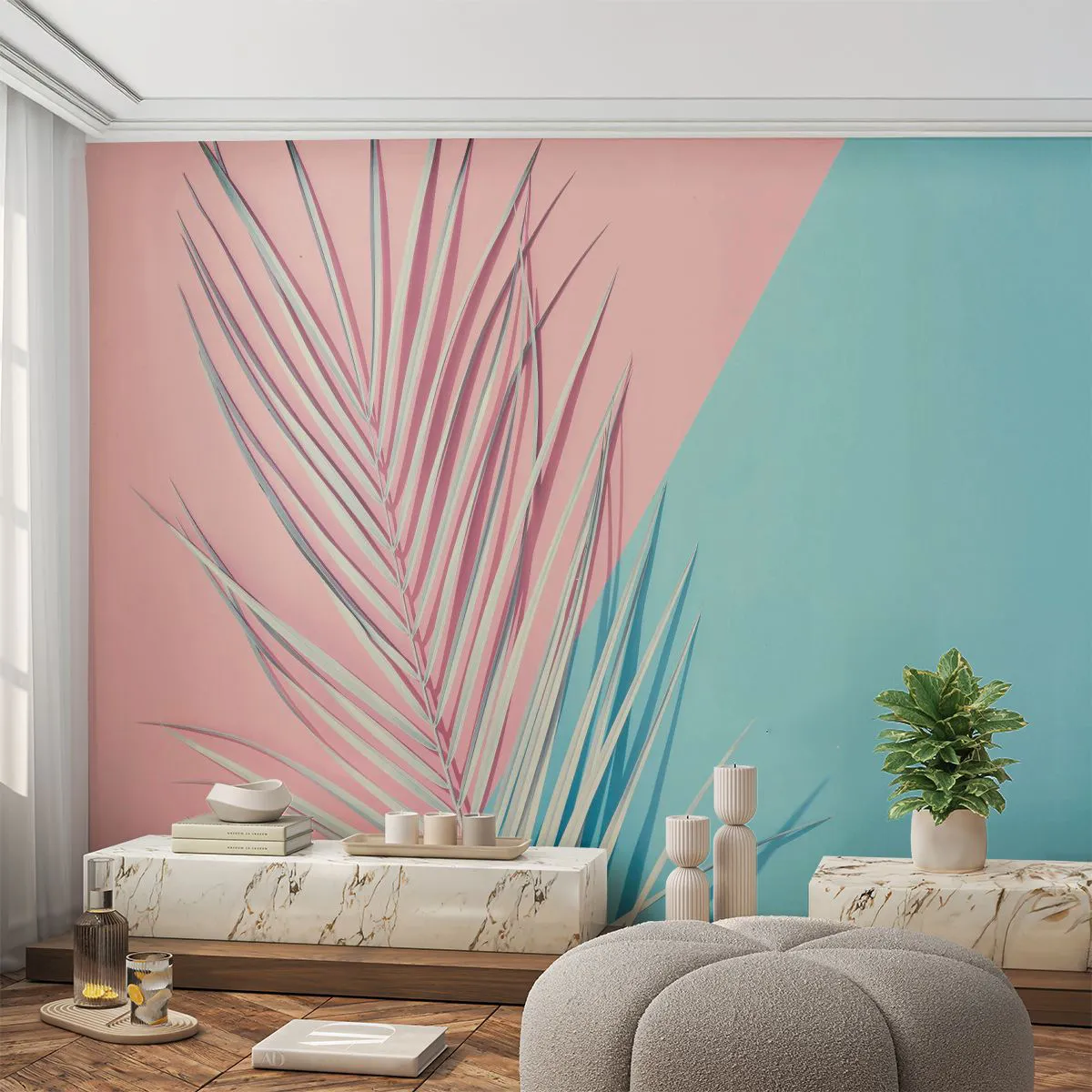Photo Wallpaper Standard Eco - Tropical impression - Palm Leaf, Abstraction, Graphics - 200x140 cm