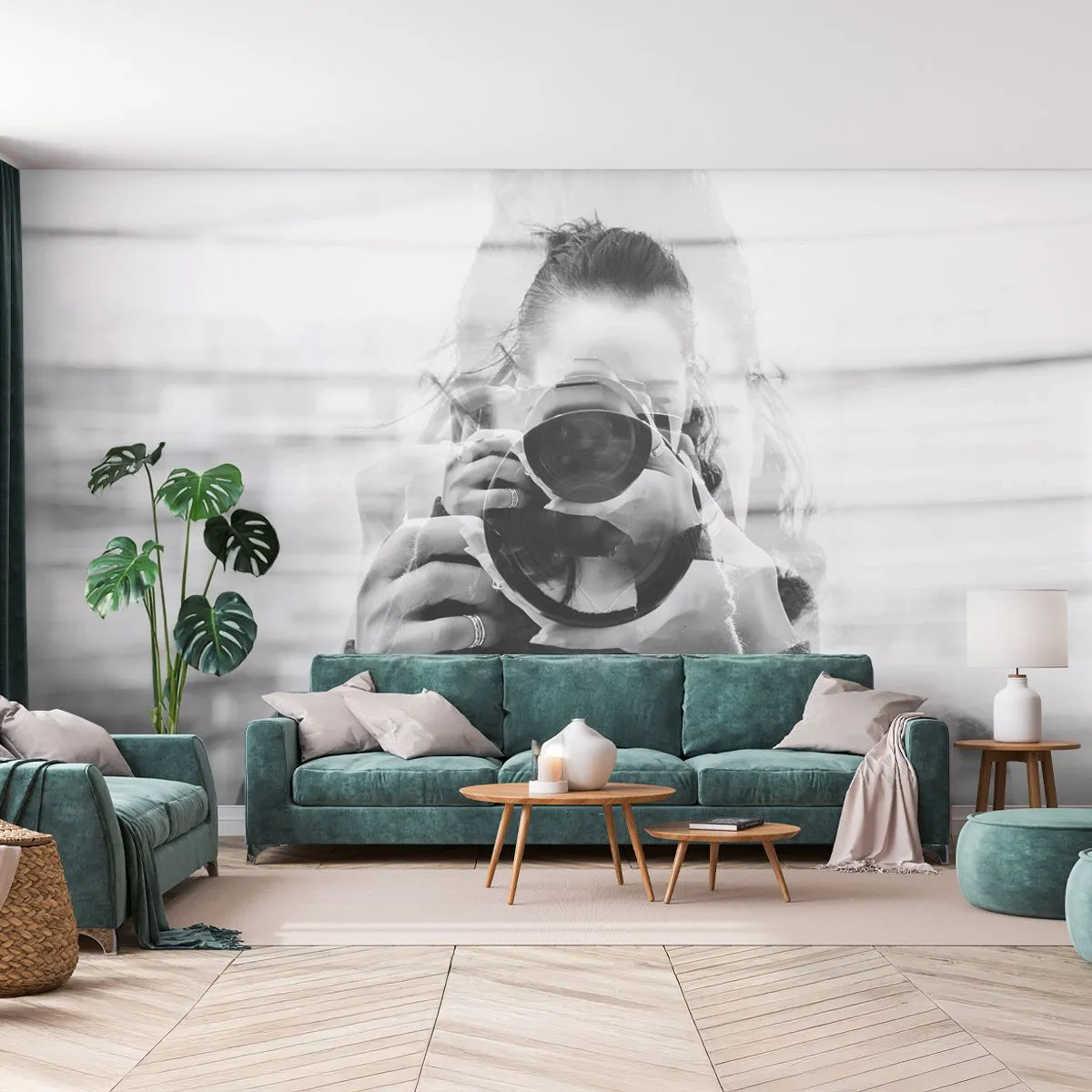 Photo Wallpaper Premium Sand - Creator and the Creation - Abstraction, Photographer, Woman - 100x70 cm