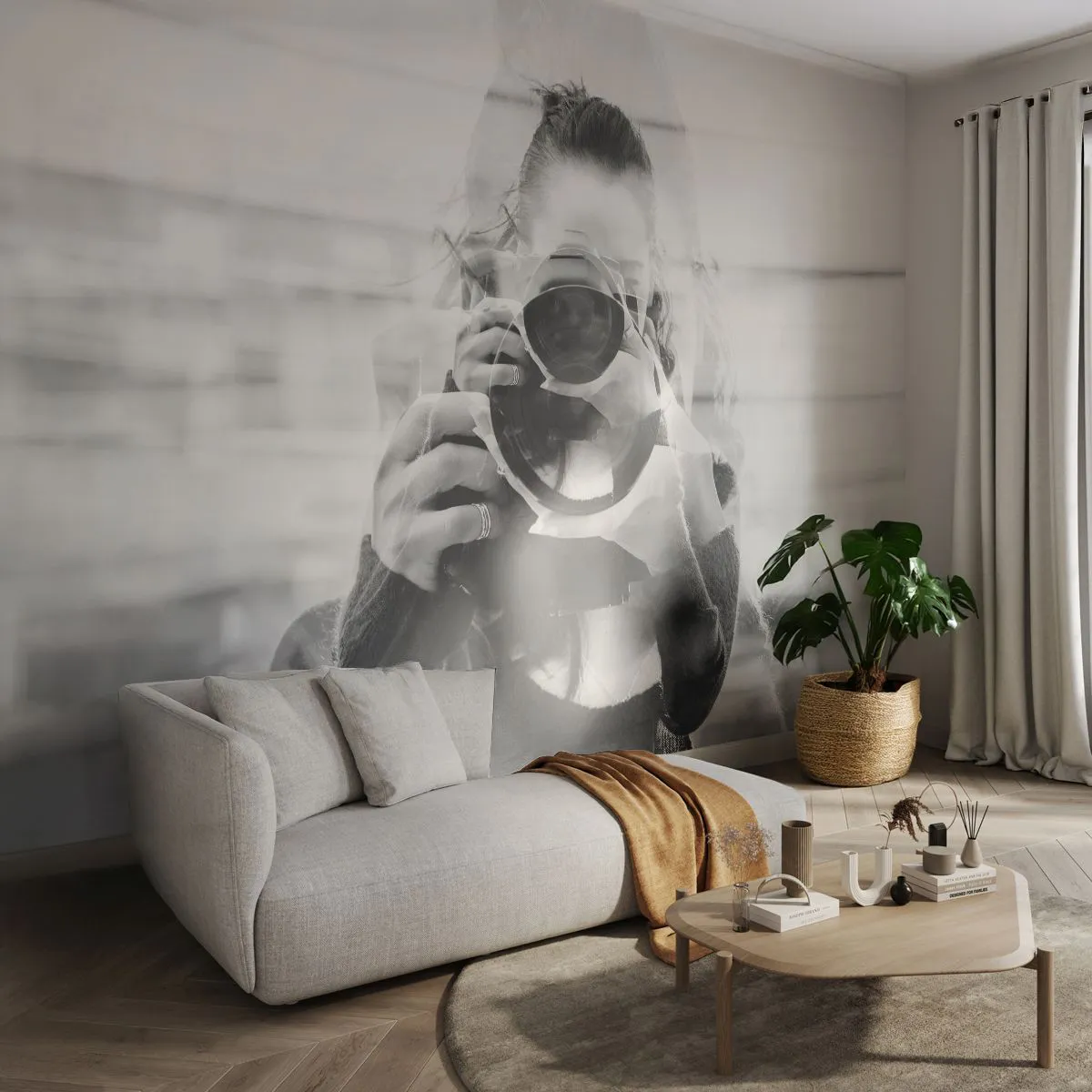 Photo Wallpaper Premium Sand - Creator and the Creation - Abstraction, Photographer, Woman - 100x70 cm