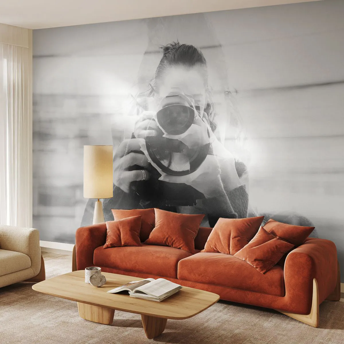 Photo Wallpaper Premium Sand - Creator and the Creation - Abstraction, Photographer, Woman - 100x70 cm