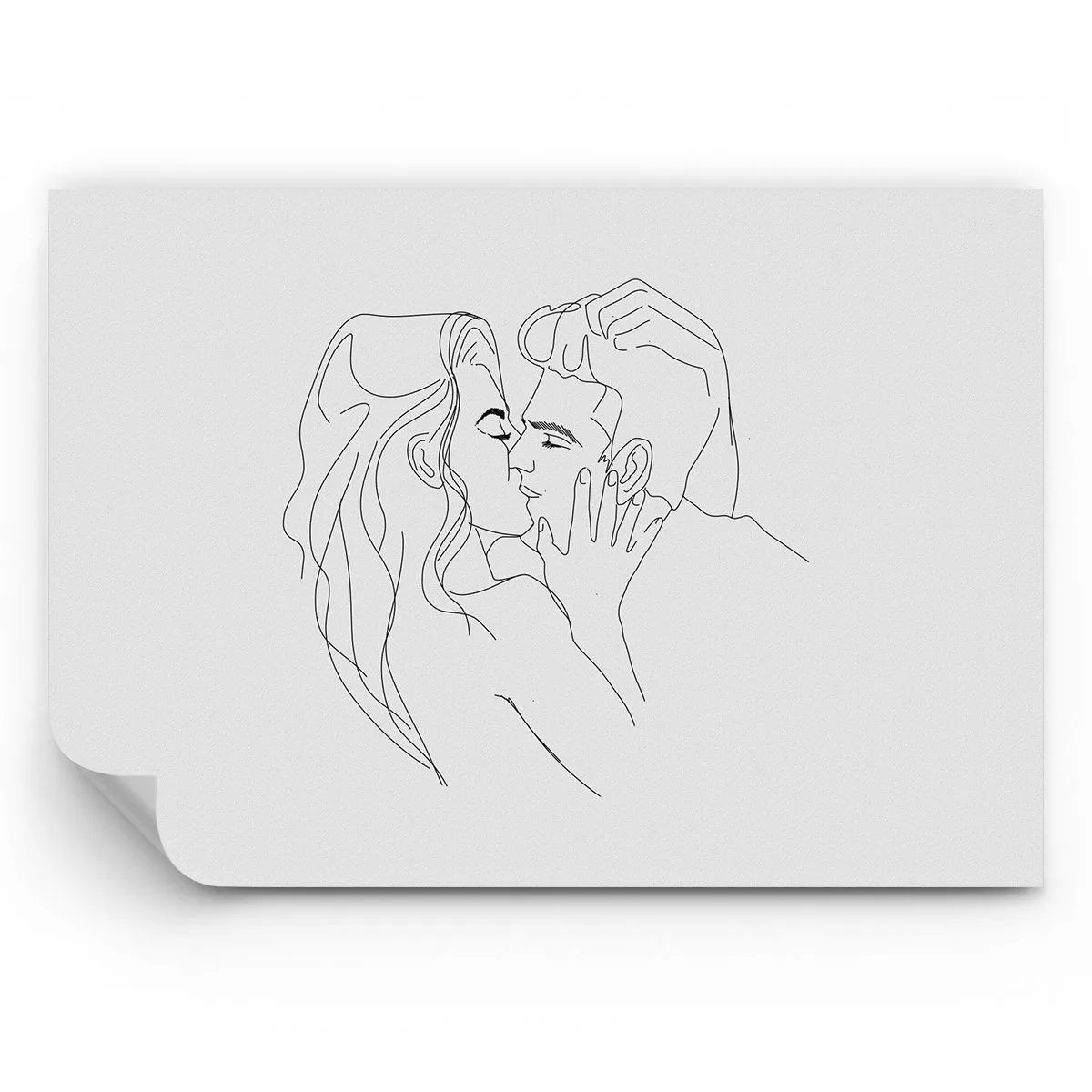 Photo Wallpaper Premium Sand - With the Same Line - Graphics, Couple in love, Kiss - 100x70 cm