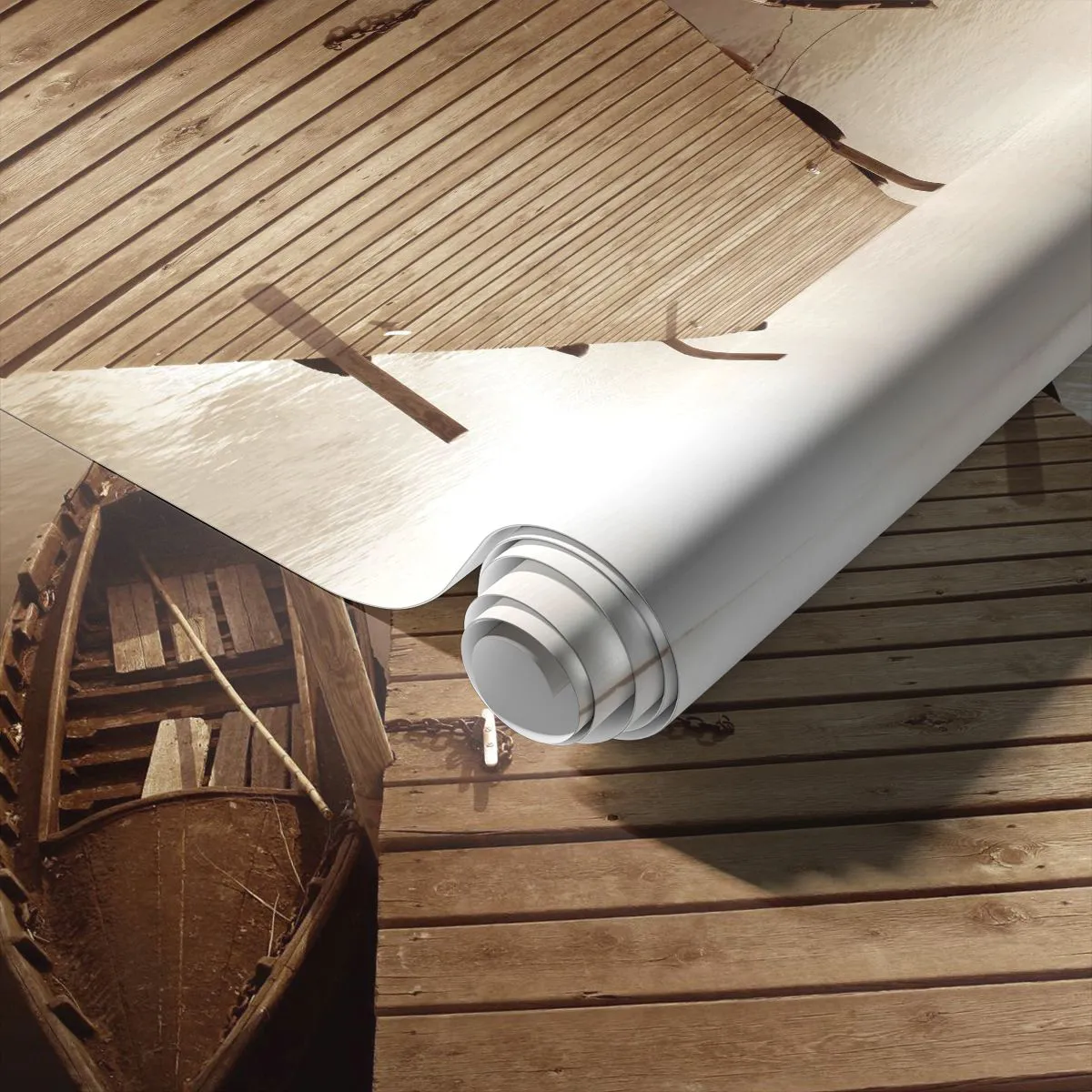 Fototapet Standard Eco - Stora lugnet - Landskap, Sjö, Träbro - 400x280 cm