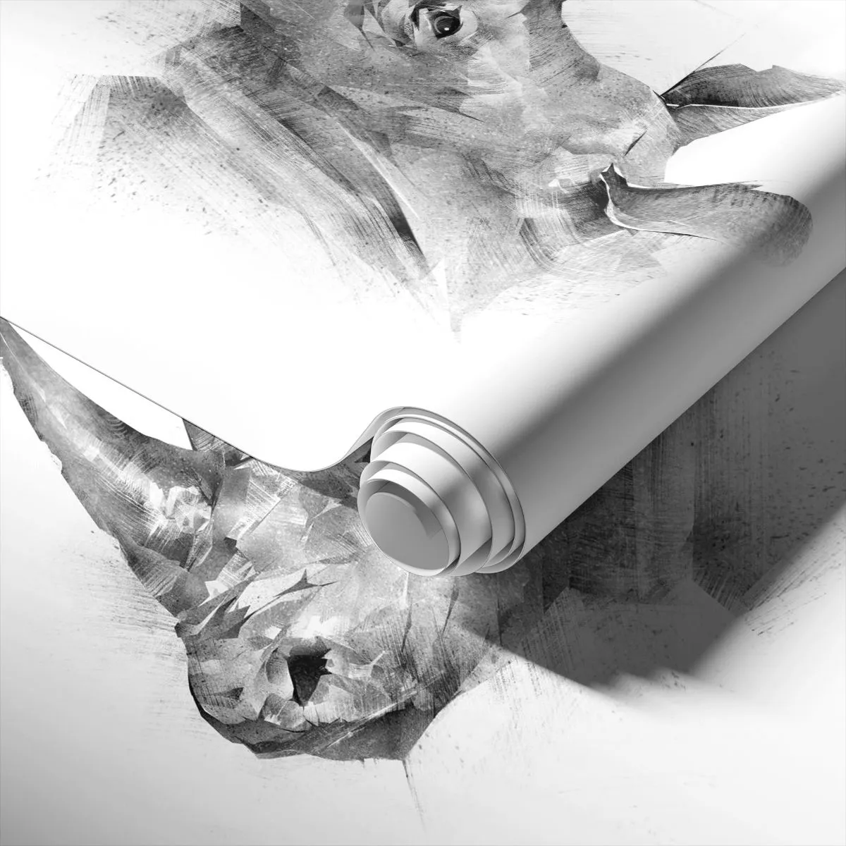 Fototapet Standard Eco - Afrikansk porträtt - Abstraktion, Noshörning, Djur - 400x280 cm