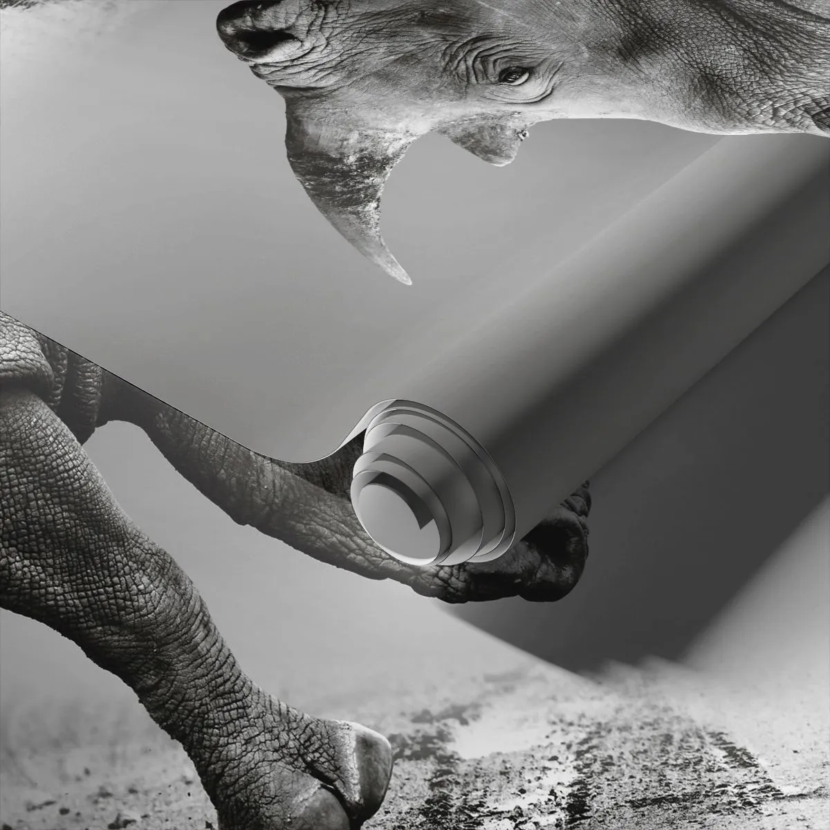 Maßgeschneiderte Fototapete Standard Eco - Unaufhaltsame Stärke - Nashorn, Tiere, Afrika