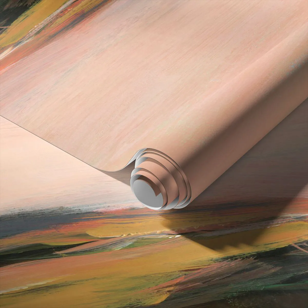 Fototapeta Standard Eco - Malebné panorama polí ve světle zapadajícího slunce - 100x70cm - V růžových tónech - Moderní nástěnná dekorace do obývacího pokoje a ložnice ARTTOR