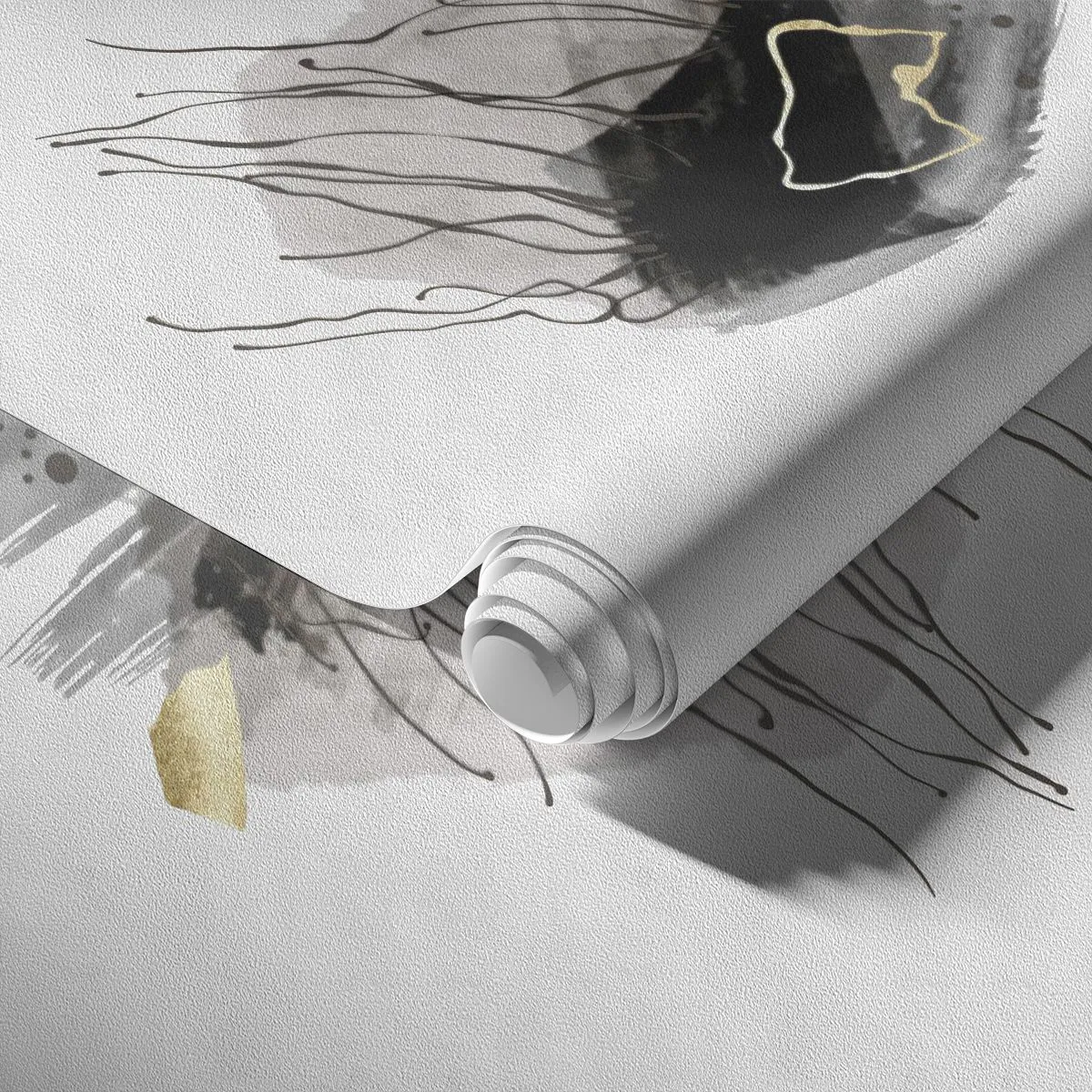 Photo Wallpaper Premium Sand - In Black and Gold - Abstraction, Piece, Graphics - 100x70 cm