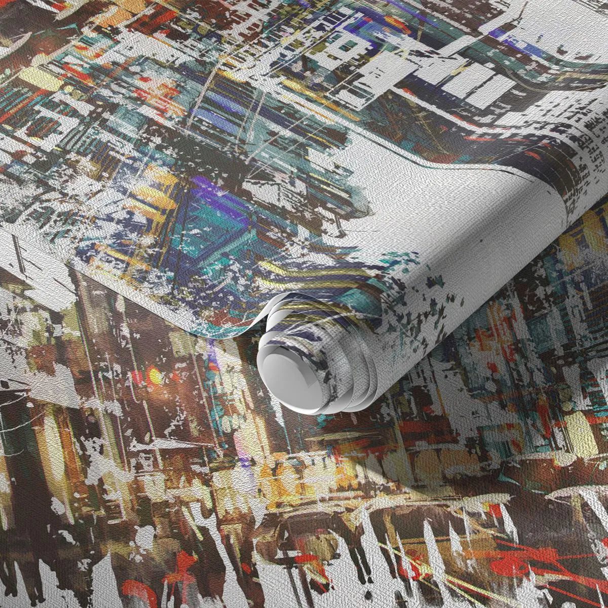 Fotomural Premium Canvas - Un paisaje urbano moderno de estilo artístico. - 100x70cm - Ciudad parpadeante - Decoración de pared moderna para salón y dormitorio ARTTOR