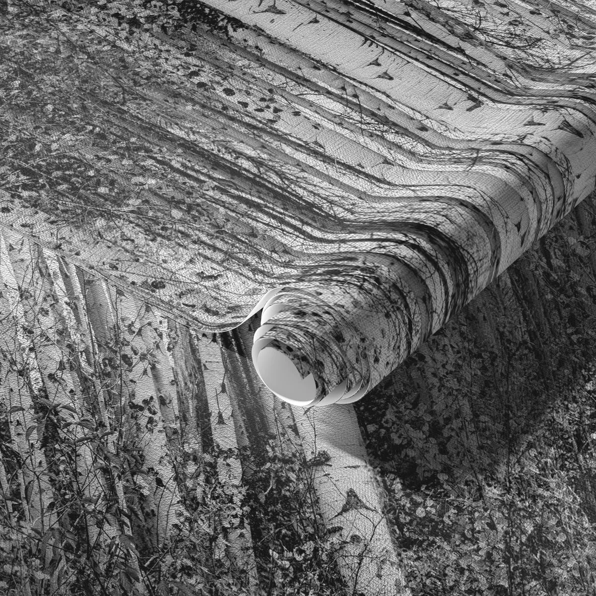 Fototapete Premium Canvas - Schwarz-weiße Birken im Wald - 100x70cm - Birkenkolonnade - Moderne Wanddekoration für Wohnzimmer und Schlafzimmer ARTTOR