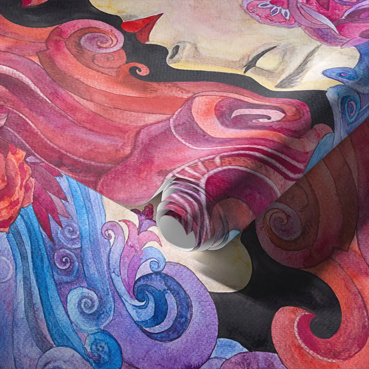 Tapet Autoadeziv Deluxe Sticker - Secesiunea mai trăiește - Femeie, Flori, Zeiţă - 100x70 cm