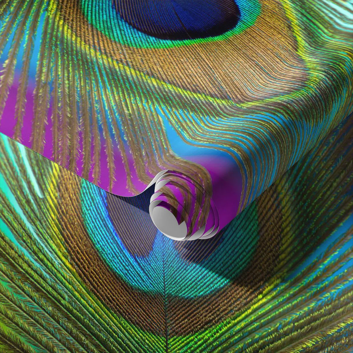 Self-Adhesive Photo Wallpaper Deluxe Sticker - Eye to Eye - Abstraction, Peacock Feather, Piece - 100x70 cm