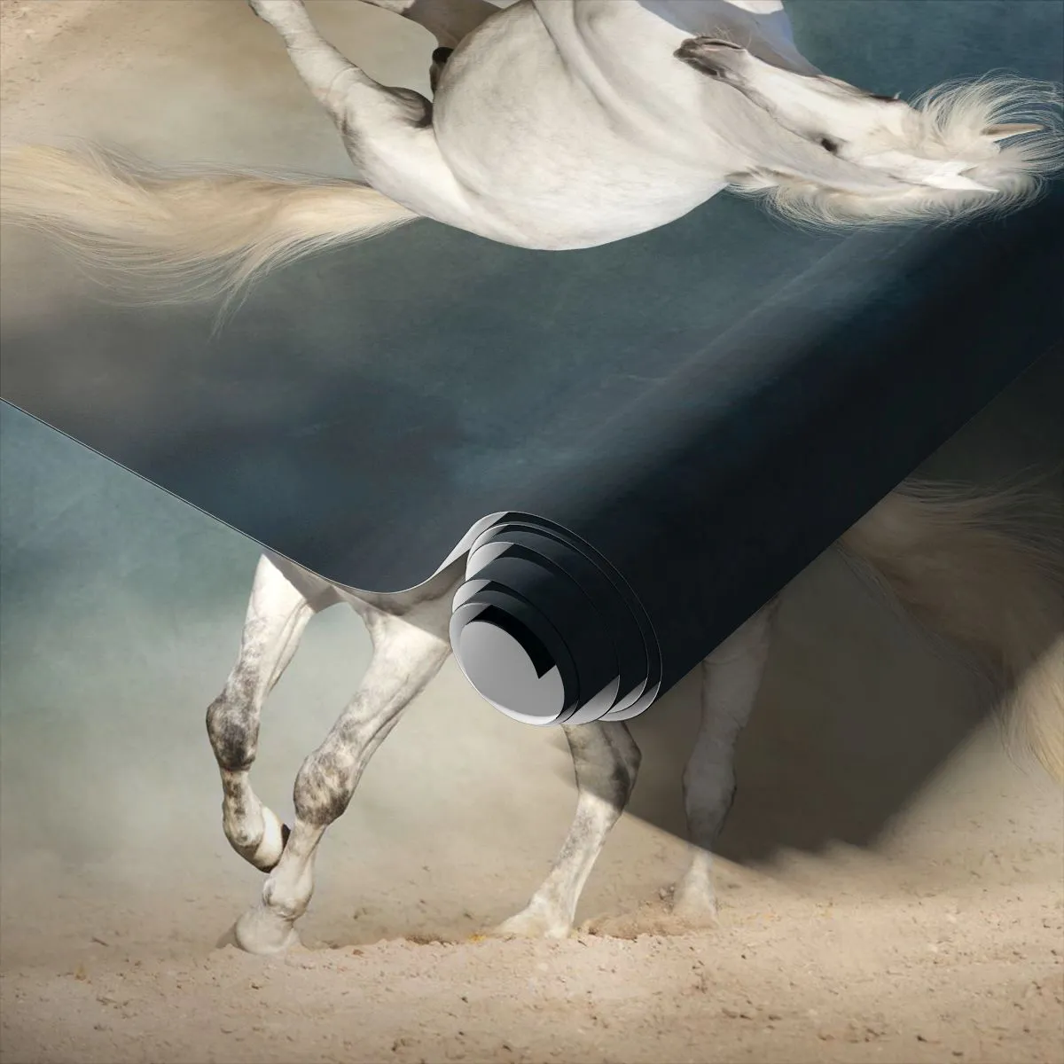 Zelfklevend Fotobehang Deluxe Sticker - Vrijheid in zijn pure staat - Paard, Dier, Wit - 450x315 cm