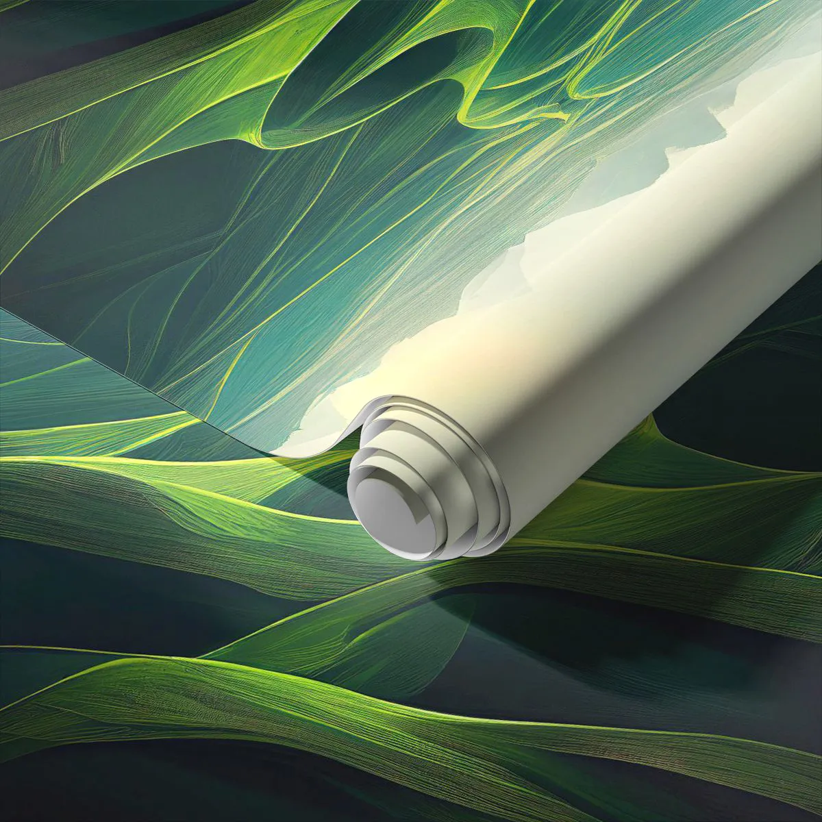 Selbstklebende Fototapete Deluxe Sticker - In den grünen Tälern - Landschaft, Wiese, Täler - 500x350 cm