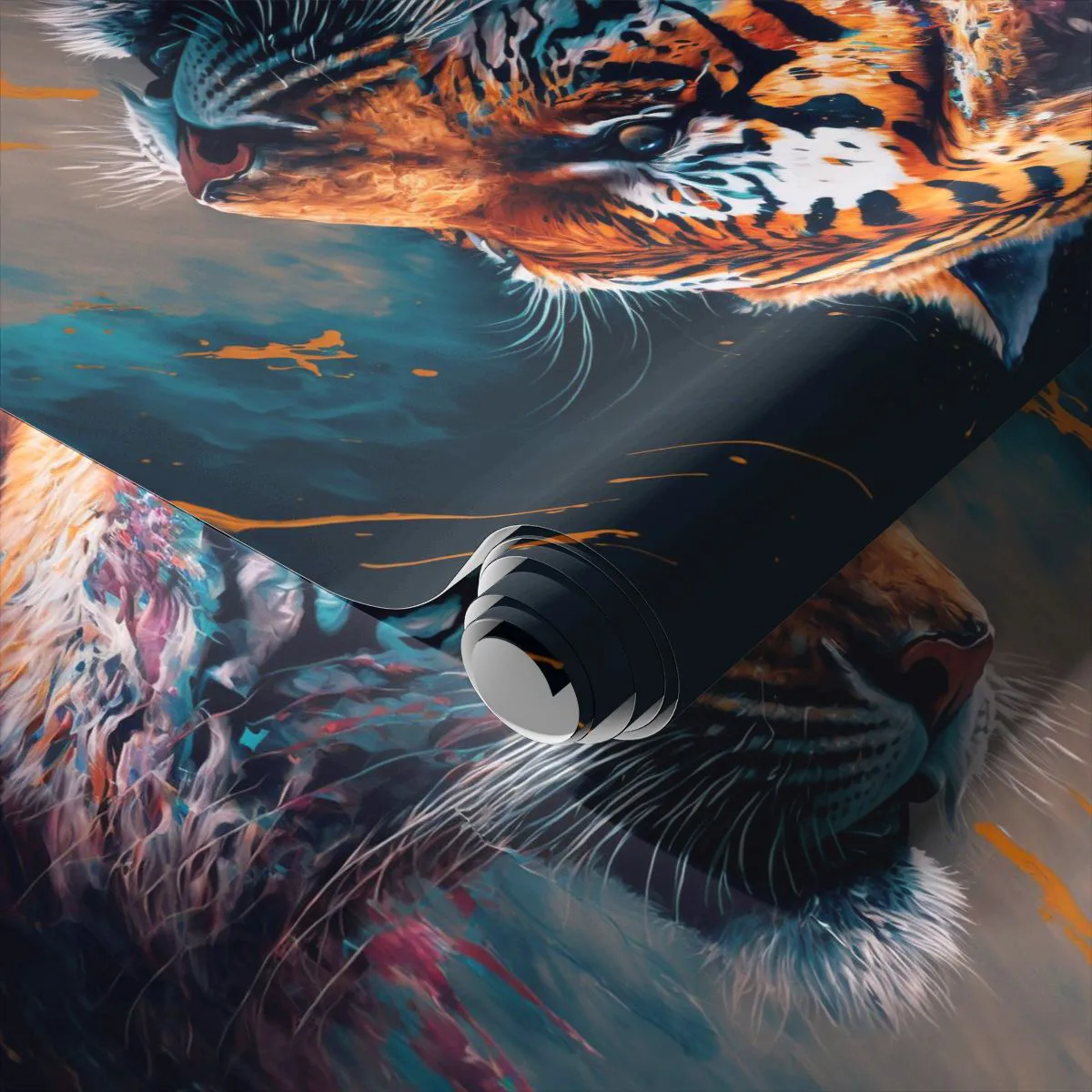 Tapet Autoadeziv Deluxe Sticker - Frumusețe sălbatică - Tigru, Colorat, Animal - 100x70 cm