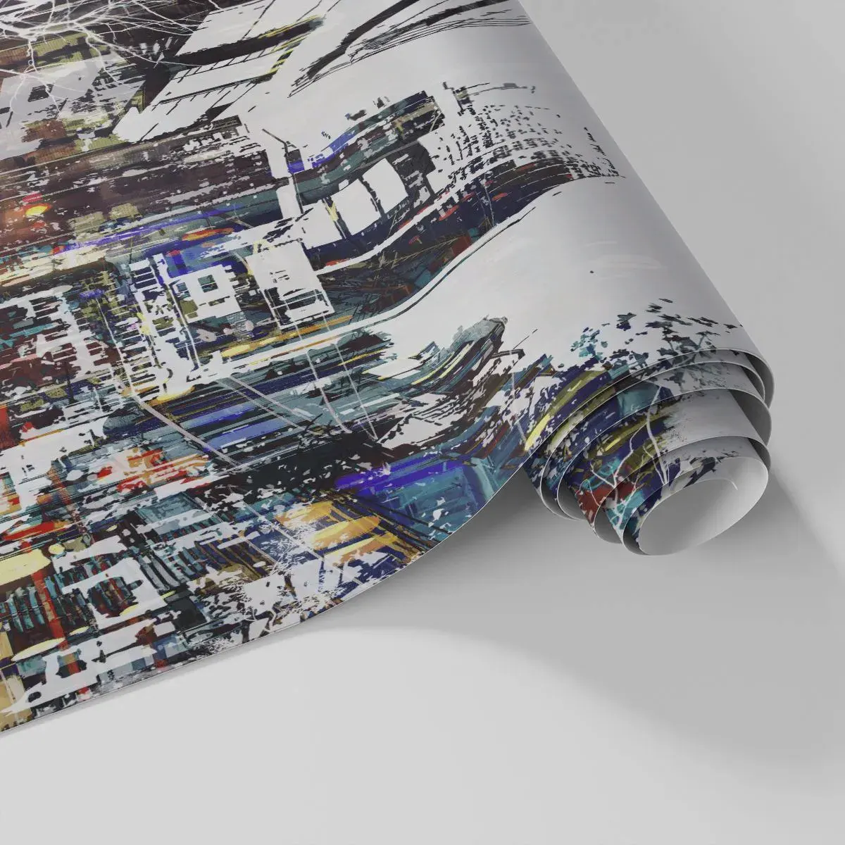 Maßgeschneiderte Fototapete Standard Eco - Eine schillernde Stadt - Stadt, Die Architektur, Grafik