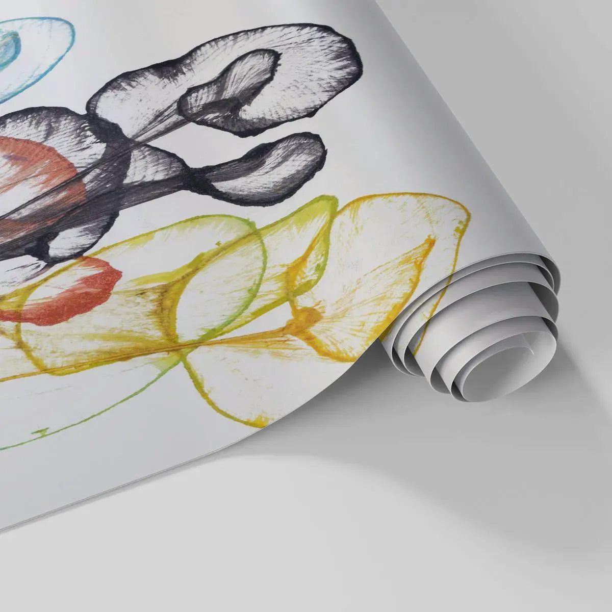 Tapet Standard Eco - Frunze colorate, transparente pe fundal alb - 100x70cm - Flori cu suflete - Decorațiune modernă pentru perete pentru living și dormitor ARTTOR