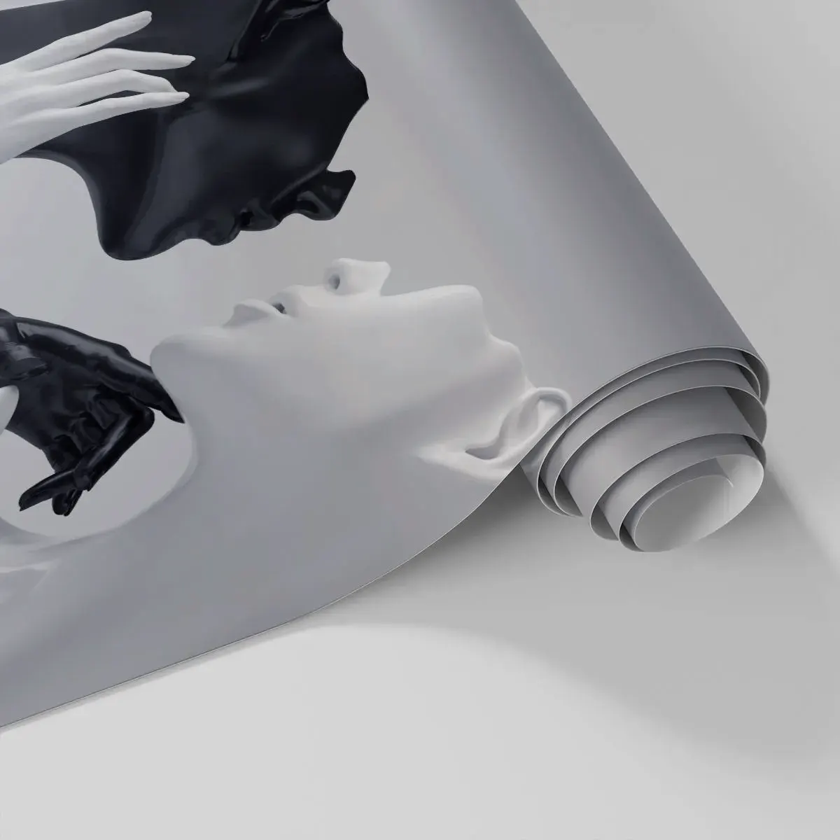 Tapet Standard Eco - Figuri abstracte alb-negru într-o imagine în oglindă - 100x70cm - Atracție - dorință - Decorațiune modernă pentru perete pentru living și dormitor ARTTOR