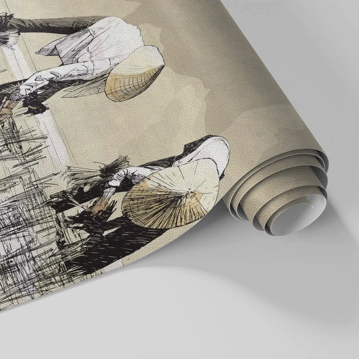 Papel de Parede Premium Sand - Boa colheita  - Ásia, Plantação de Arroz, Arrozal - 100x70 cm